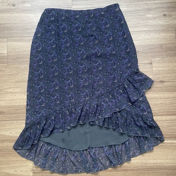 Vintage Purple Maxi Skirt Size 14 Paisley Y2K Prairie Floral Fairy Whimsigoth - Picture 1 of 8
